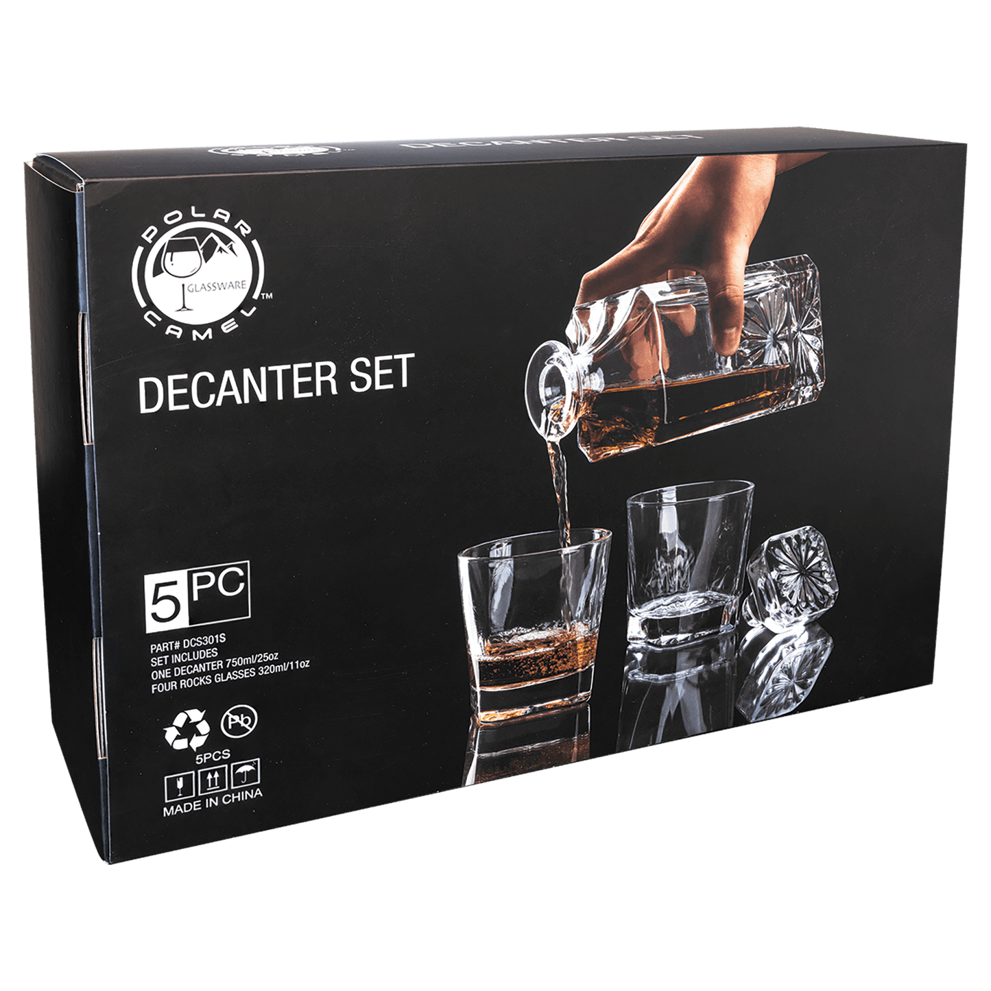 Glass Decanter Set with Four Glasses