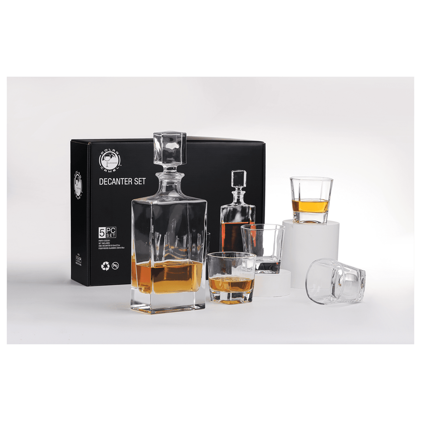 Glass Decanter Set with Four Glasses