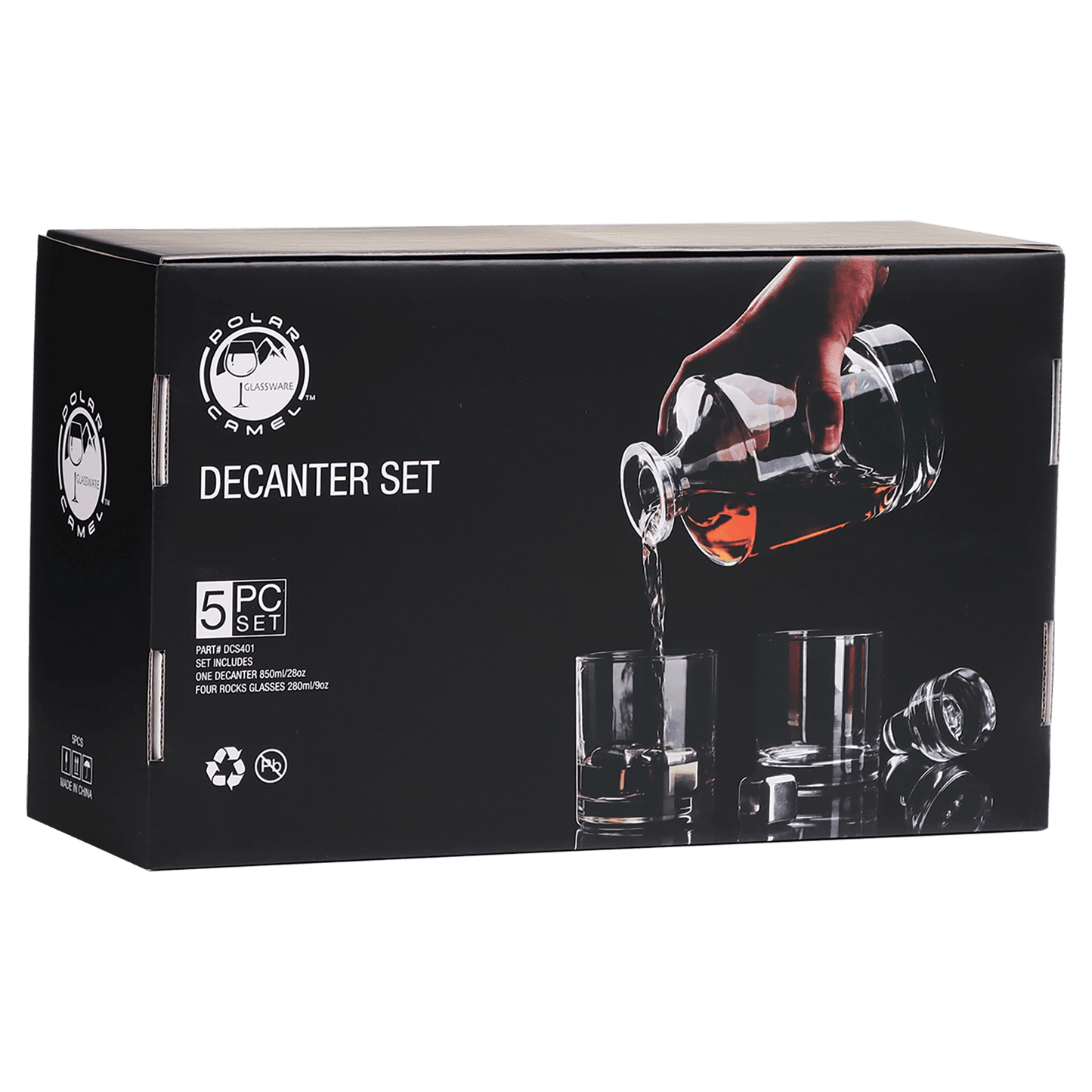 Glass Decanter Set with Four Glasses