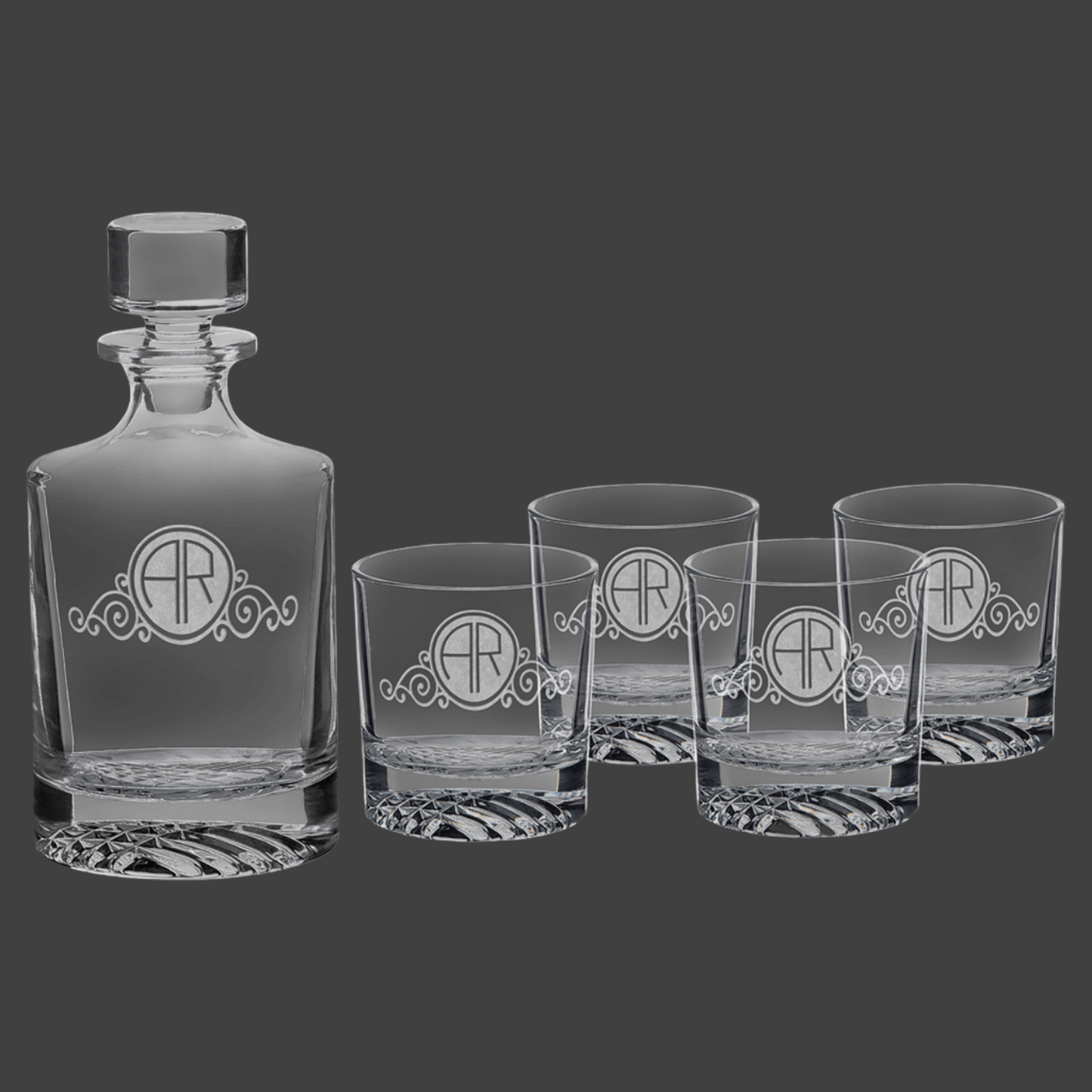 Glass Decanter Set with Four Glasses