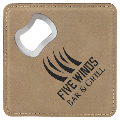 Leatherette Bottle Opener Coaster