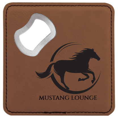 Leatherette Bottle Opener Coaster