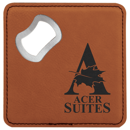 Leatherette Bottle Opener Coaster