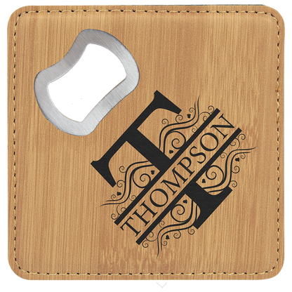 Leatherette Bottle Opener Coaster