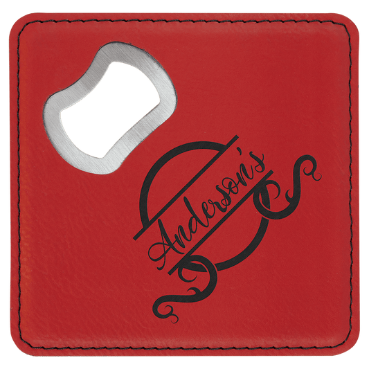 Leatherette Bottle Opener Coaster