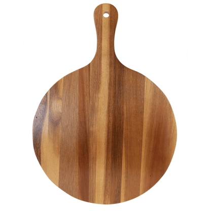 Round Acacia Wood/Slate Serving Board with Handle