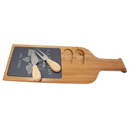 Acacia Wood/Slate Serving Board with Two Tools